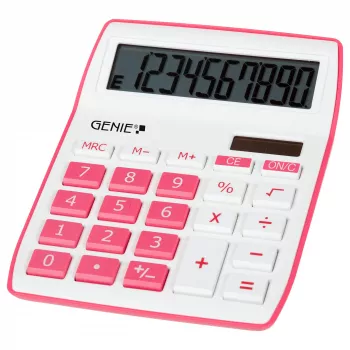 Genie Genius 840 Επιτραπέζια αριθμομηχανή - 10 ψηφία - 1 γραμμή - Μπαταρία/Ηλιακή - Ροζ/Λευκό