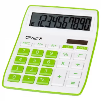 Genie 840 G Επιτραπέζια αριθμομηχανή - 10 ψηφία - Ανακλινόμενη οθόνη - Ηλιακή & Μπαταρία - Πράσινο/Λευκό