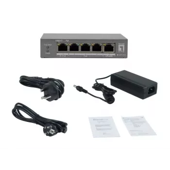 LevelOne GEP-0531 μη διαχειριζόμενο switch PoE+, 3x GE PoE+ (30W) + 1x Hi-PoE (60W), 60W budget, πλαστικό επιτραπέζιο