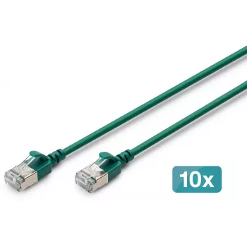 DIGITUS CAT 6A F-FTP Slim Patch Καλώδιο, Χαλκός, LSZH, 0,5 m, Γκρι
