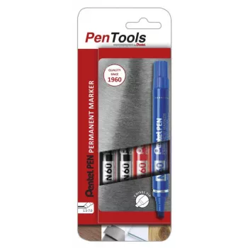 Pentel N60 Μόνιμος Μαρκαδόρος Μύτη Σφήνας Συσκευασία 4 τεμ. Ανάμεικτα Χρώματα Μαύρο, Μπλε, Κόκκινο, Πράσινο
