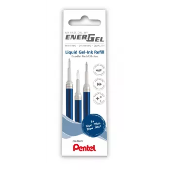 Pentel 3 Ανταλλακτικά Στυλό Gel EnerGel Μπλε 0,7 mm