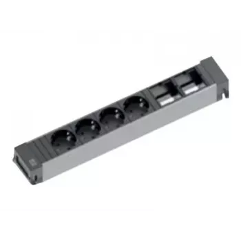 Bachmann Power Frame ALU Μονάδα Τροφοδοσίας Γραφείου 6 Υποδοχών 4x Πρίζες Τύπου E 2x RJ45 Cat.6 Καλώδιο 2m