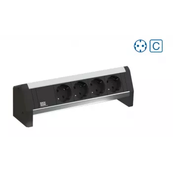Bachmann Desk 1 Πολύπριζο - 3 Πρίζες AC Τύπου F - Αλουμίνιο/Πλαστικό - 324 mm - Εσωτερικού Χώρου