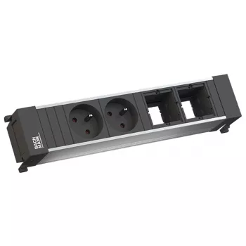 Bachmann Power Frame 916.047 Πολύπριζο Γραφείου 2x Τύπου E (FR/UTE) Ασημί