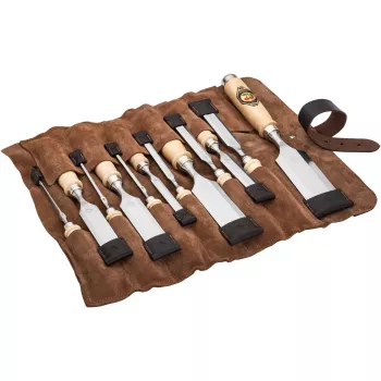 KIRSCHEN Two Cherries Σετ σκαρπέλων Bevel Edge 12 τεμ. σε ρολό δέρματος
