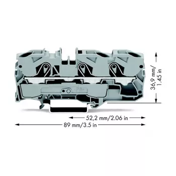 WAGO 2010-1301 Ακροδέκτης Διέλευσης, 10 mm², 800 V, γκρι, Τοποθέτηση σε Ράγα DIN
