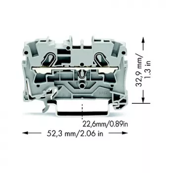 WAGO 2004-1201 Ακροδέκτης Διέλευσης, 2 Αγωγών, 800 V, 32 A, γκρι, Πλάτος 6,2 mm, CAGE CLAMP