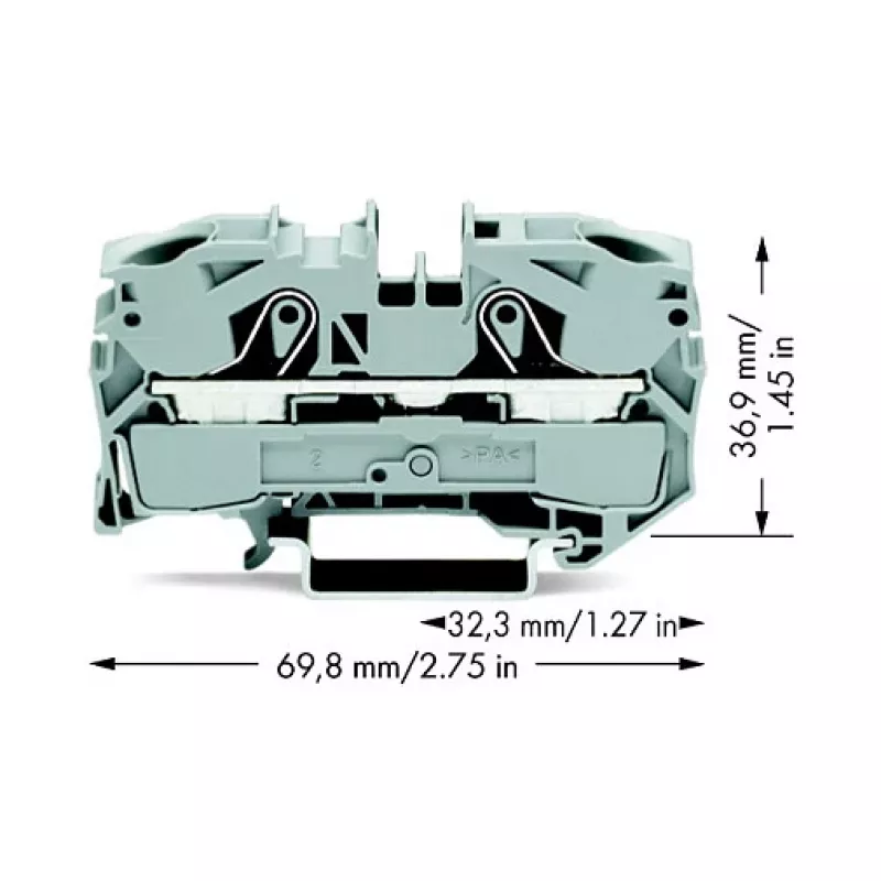 WAGO 2016-1201 Κλέμα διέλευσης, 16 mm², 800 V, γκρι, Push-in CAGE CLAMP