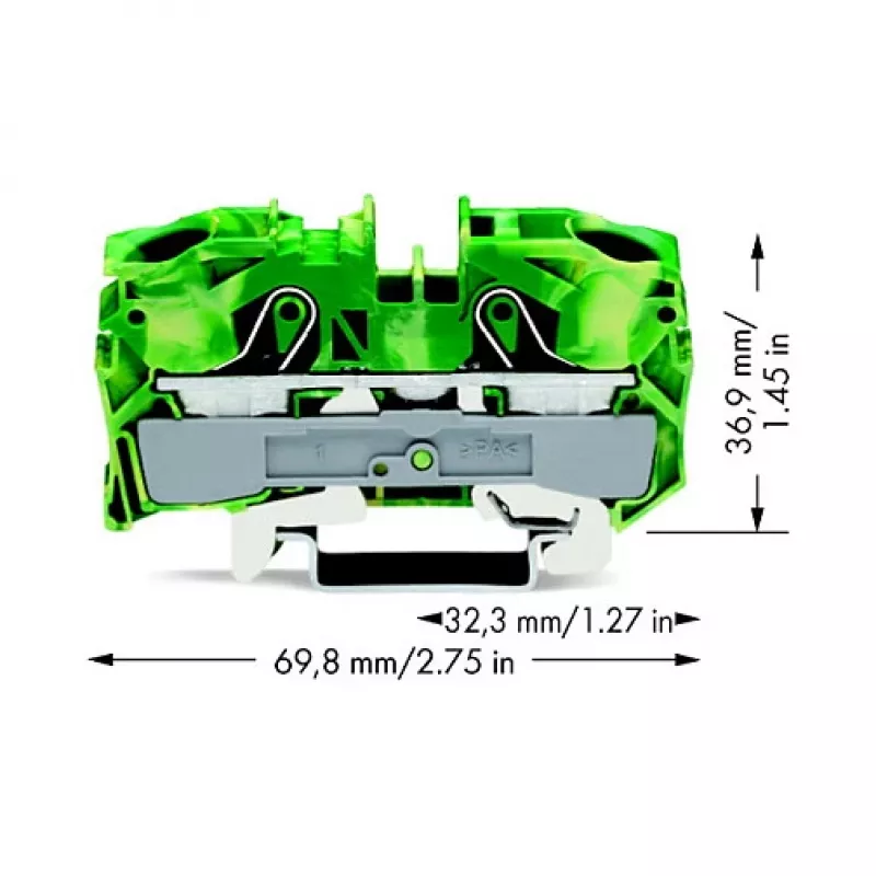WAGO 2016-1207 Κλέμα γείωσης 2 αγωγών, 16 mm²
