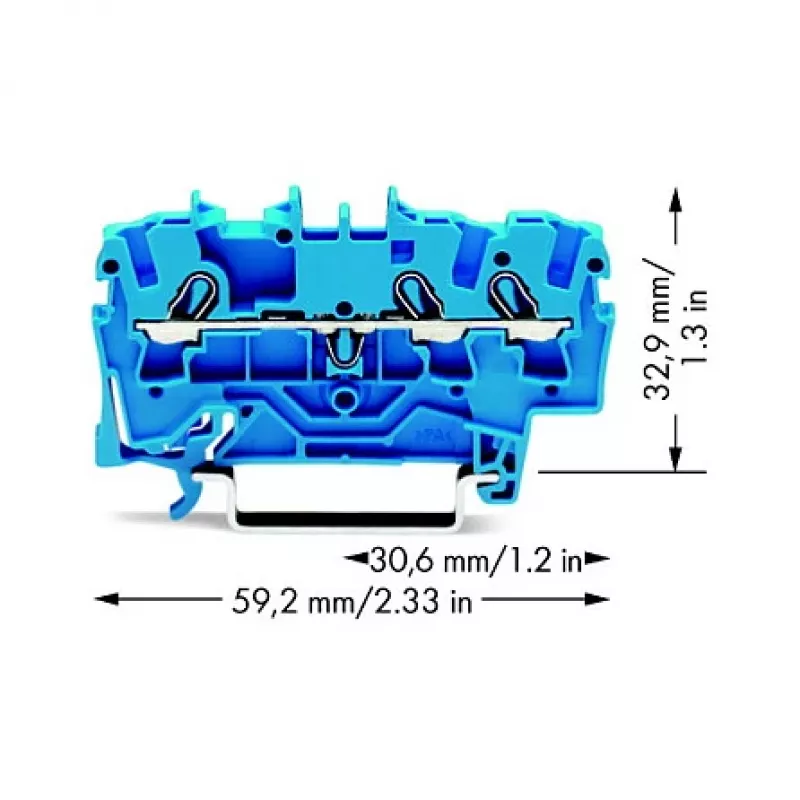 WAGO 2002-1304 Μπλοκ κλέμας Push-in 3 αγωγών, 2,5 mm², 800 V, γκρι