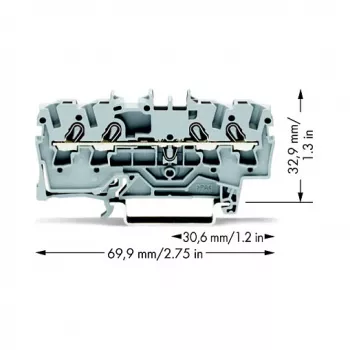 WAGO 2002-1401 Κλέμα διέλευσης, 4 αγωγών, 2,5 mm², Push-in CAGE CLAMP, 800 V, γκρι