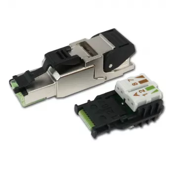 Telegärtner Βύσμα RJ45 MFP8 Cat.6a (Deep), T568A με προεγκατεστημένο καπάκι προστασίας σκόνης, ανθεκτικό περίβλημα χυτού ψευδάργυρου - 1 τεμ. (J00026A2004)