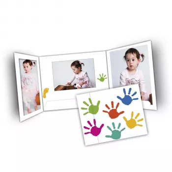 DAIBER Hands Portrait Photo Folders 13x18 cm, συσκευασία 25 τεμ., λευκά με πολύχρωμο σχέδιο αποτυπώματος χεριού