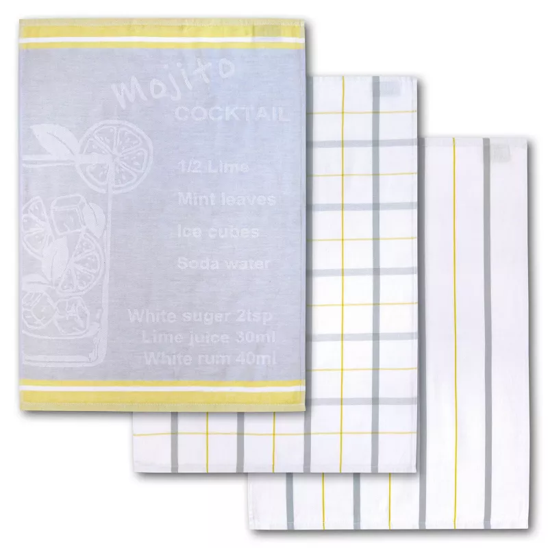 Dyckhoff Mojito Cocktail Checkered σετ πετσέτες κουζίνας 3 τεμαχίων 50x70 cm