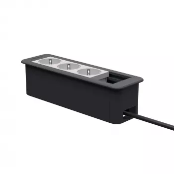 Kindermann CP Office Frame 4-Fach 3 x Πρίζα ρεύματος Κόμβος συνδεσιμότητας επιφάνειας εργασίας Ασημί