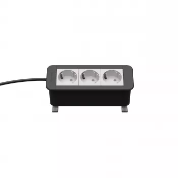 Kindermann CP Office Desk Πολύπριζο 3 θέσεων με 3 Πρίζες Schuko, καλώδιο 2m, Ασημί/Μαύρο