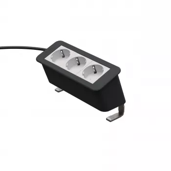 Kindermann CP Office Desk Πολύπριζο 3 θέσεων με 3 Πρίζες Schuko, καλώδιο 2m, Ασημί/Μαύρο