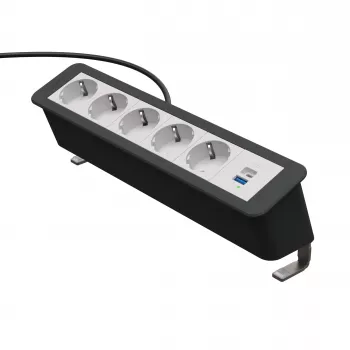 Kindermann CP Office Desk Πολύπριζο Γραφείου 5x Schuko 1x USB-A 3m Μαύρο