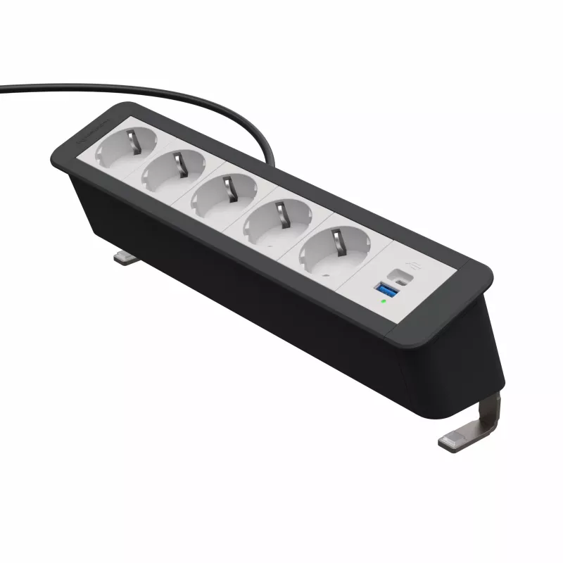Kindermann CP Office Desk 6πλό Πολύπριζο 5x Schuko 1x USB-C PD 60W με Σφιγκτήρα