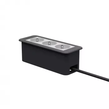 Kindermann CP Office Frame 3πλό Πάνελ Συνδεσιμότητας Γραφείου 3x Πρίζα Ρεύματος Ασημί/Μαύρο