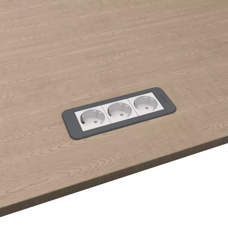 Kindermann CP Office Frame 3πλό Πάνελ Συνδεσιμότητας Γραφείου 3x Πρίζα Ρεύματος Ασημί/Μαύρο