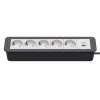 Kindermann CablePort Office Frame 6πλό 5x Schuko 1x USB-C PD 60W Ασημί