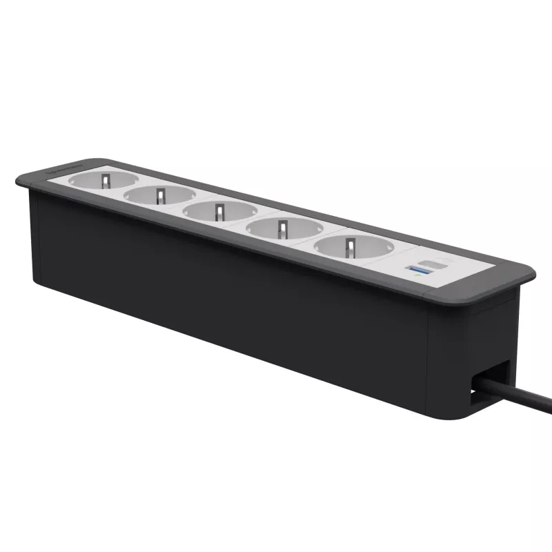 Kindermann CablePort Office Frame 6πλό 5x Schuko 1x USB-C PD 60W Ασημί