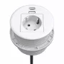 Kindermann CablePort Τραπέζι Λευκό (STS-R90-2 weiß) - Πάνελ Σύνδεσης Τραπεζιού με 2x Υποδοχές Schuko