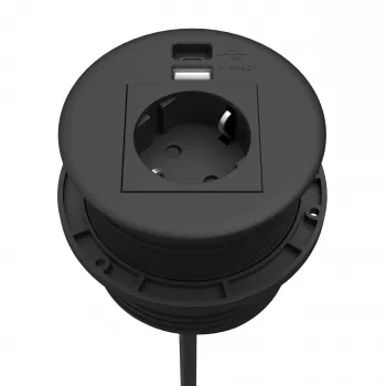 Kindermann CablePort Τραπέζι Μαύρο (STS-R90-2 blac) - Θήκη Πάνελ Σύνδεσης Τραπεζιού