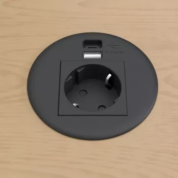 Kindermann CablePort Τραπέζι Μαύρο (STS-R90-2 blac) - Θήκη Πάνελ Σύνδεσης Τραπεζιού
