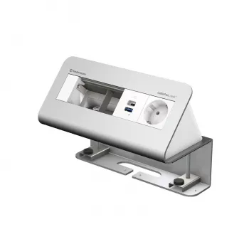 Kindermann CablePort desk² 4πλό 1x Υποδοχή Schuko 1x Λειτουργία Φόρτισης USB-A Ασημί