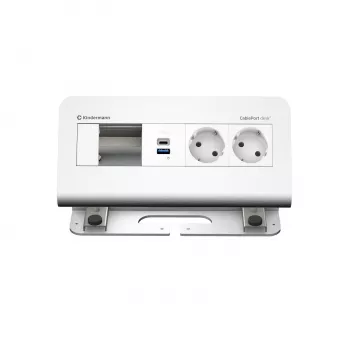 Kindermann CablePort desk² 4πλό 2x Ρεύμα 2x USB Μονάδα Σύνδεσης Τραπεζιού, Αλουμίνιο