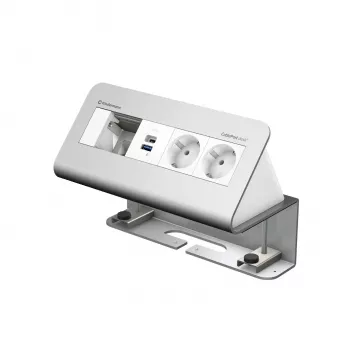 Kindermann CablePort desk² 4πλό 2x Ρεύμα 2x USB Μονάδα Σύνδεσης Τραπεζιού, Αλουμίνιο