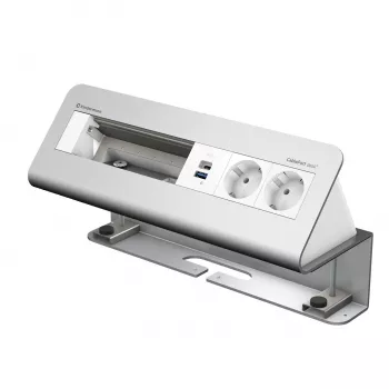 Kindermann CablePort desk² 6πλό 2x Φόρτιση USB Μονάδα Σφιγκτήρα Τραπεζιού Ασημί/Μαύρο