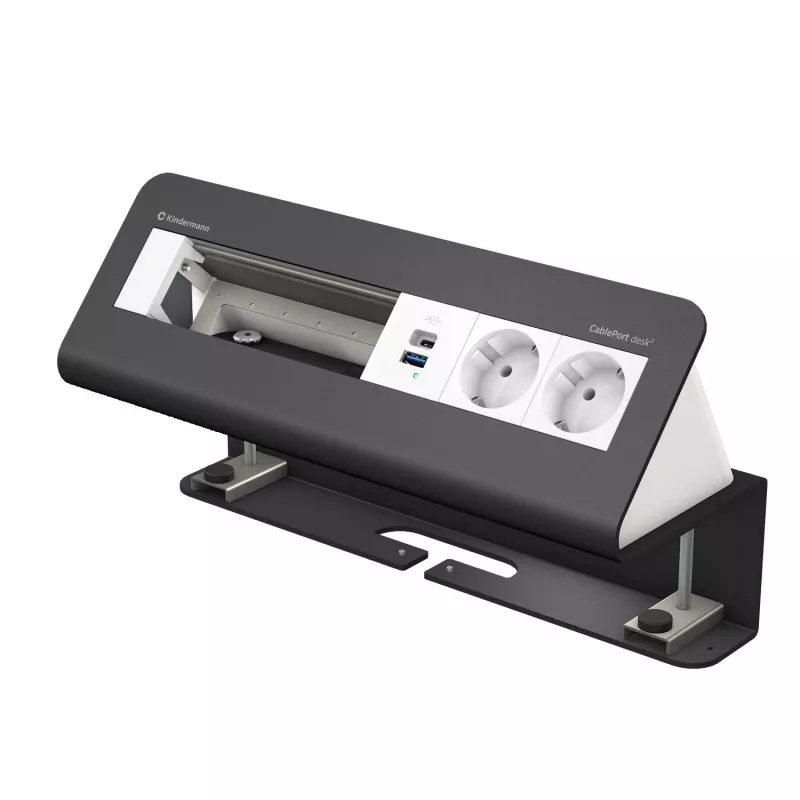 Kindermann CablePort desk² 6πλό 2x Υποδοχή USB Μονάδα Σφιγκτήρα Τραπεζιού