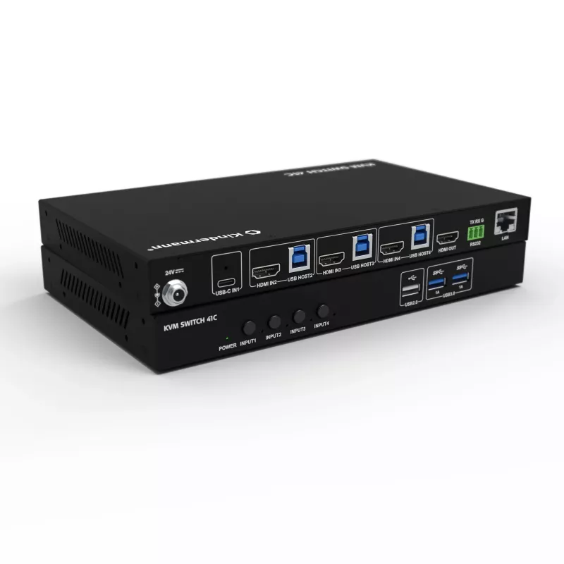 Kindermann KVM Switch 41C - 4-Port Ψηφιακός KVM Switch με DVI-D, USB, Audio, EDID-Emulation