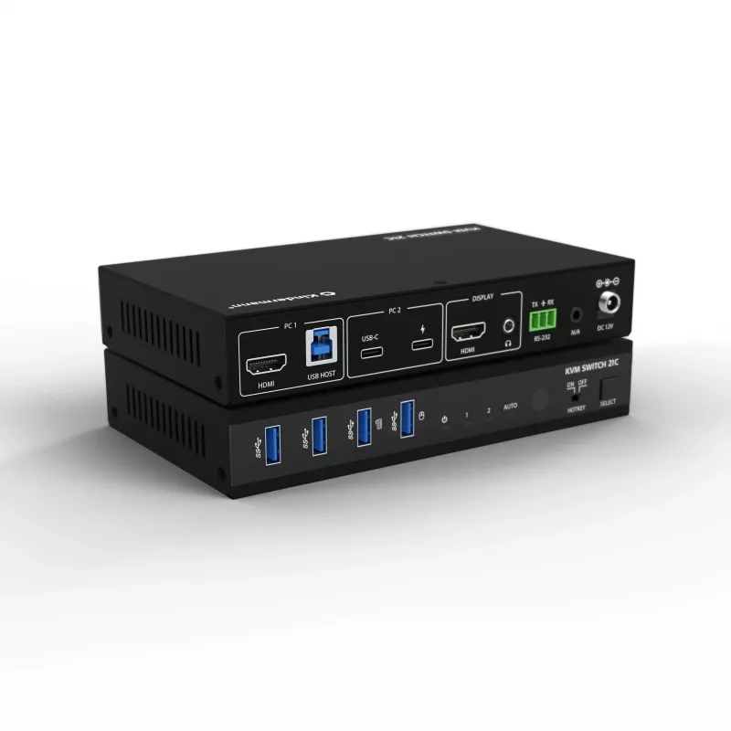 Kindermann KVM Switch 21C - 2-Port DVI-I KVM Switch με Audio και USB-Hub