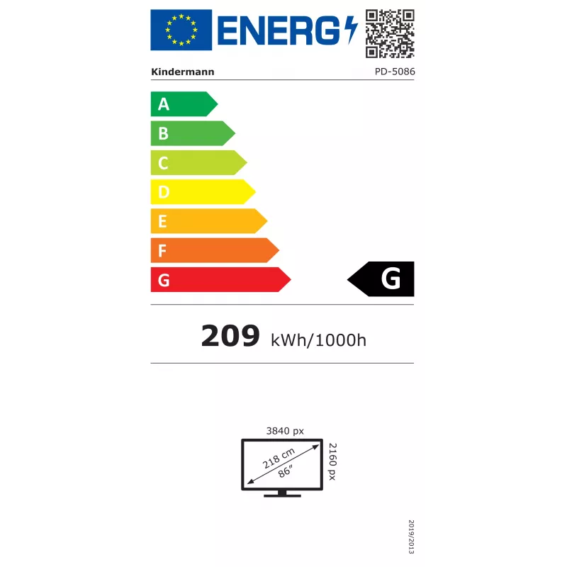 Kindermann Display PD-5086 86 ίντσες 4K UHD Επαγγελματική Ψηφιακή Οθόνη Σήμανσης, 550 cd/m², 24/7, OPS-Slot, Non-Touch