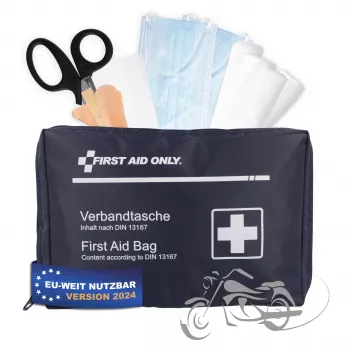First Aid Only Φαρμακείο Μοτοσικλέτας DIN 13167 Μπλε Διάφοροι Επίδεσμοι