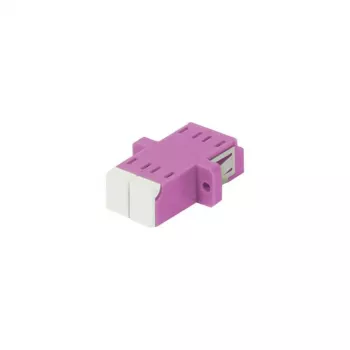 SYNERGY21 LC-LC Duplex Multimode OM4 Υποδοχή οπτικών ινών, Erika Violet, PVC, με φλάντζα, με μονόπλευρο καπάκι προστασίας λέιζερ