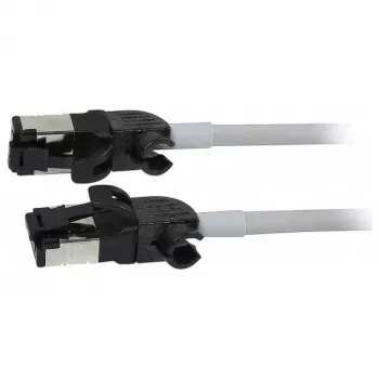 Synergy21 Patch καλώδιο RJ45, CAT6A 500MHz, 0,5m, Γκρι, S/FTP, Slimline Στρογγυλό d=4,5mm, TPE/LSZH (Superflex), AWG28, με CAT7 ακατέργαστα βύσματα, περιστρεφόμενο βύσμα