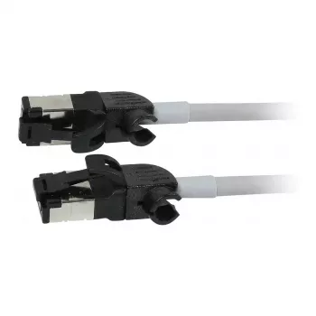 Synergy21 Patch καλώδιο RJ45, CAT6A 500MHz, 2m, Γκρι, S/FTP, Slimline Στρογγυλό d=4,5mm, TPE/LSZH (Superflex), AWG28, με CAT7 ακατέργαστο βύσμα, περιστρεφόμενο βύσμα