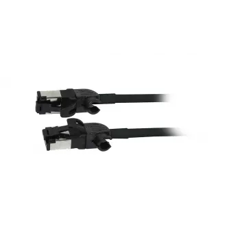 Synergy21 Patch καλώδιο RJ45, CAT6A 500MHz, 0,25m, Μαύρο, S/FTP, Slimline Στρογγυλό d=4,5mm, TPE/LSZH (Superflex), AWG28 με CAT7 ακατέργαστο βύσμα, περιστρεφόμενο βύσμα