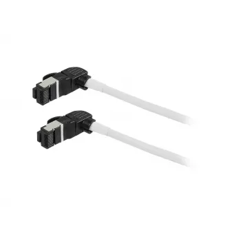 Synergy21 Patch καλώδιο RJ45, CAT6A 500MHz, 0,15m, Λευκό, S/FTP, Slimline Στρογγυλό d=4,5mm, TPE/LSZH (Superflex), AWG28, με CAT7 ακατέργαστο βύσμα, περιστρεφόμενο βύσμα