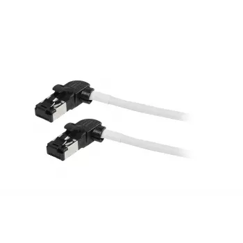 Synergy21 Patch καλώδιο RJ45, CAT6A 500MHz, 0,15m, Λευκό, S/FTP, Slimline Στρογγυλό d=4,5mm, TPE/LSZH (Superflex), AWG28, με CAT7 ακατέργαστο βύσμα, περιστρεφόμενο βύσμα