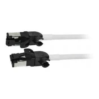 Synergy21 Patch καλώδιο RJ45, CAT6A 500MHz, 1,5m, Λευκό, S/FTP, Slimline Στρογγυλό d=4,5mm, TPE/LSZH (Superflex), AWG28, με CAT7 ακατέργαστο βύσμα, περιστρεφόμενο βύσμα