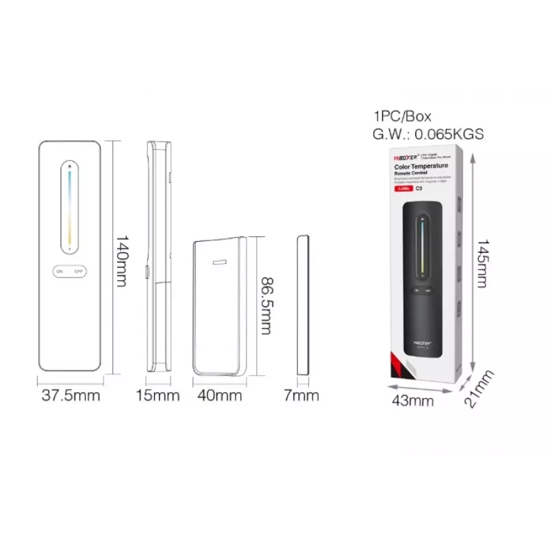Miboxer Synergy 21 LED τηλεχειριστήριο 2,4 GHz Dual White CCT+ Dimmer (C3-W)