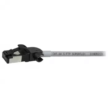 Synergy21 Καλώδιο Patch RJ45, CAT6A 500MHz, 0,15m, Γκρι, S/FTP, Slimline Στρογγυλό d=4,5mm, TPE/LSZH (Superflex), AWG28, με Υλικό CAT7, Περιστρεφόμενο Βύσμα