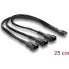 Delock Διαχωριστής καλωδίου ανεμιστήρα 1 x 4-Pin PWM Θηλυκό σε Αρσενικό + 2 x 4-Pin (3 Pins Συνδεδεμένα) Αρσενικό με Πλεκτό Περίβλημα 25 cm Μαύρο